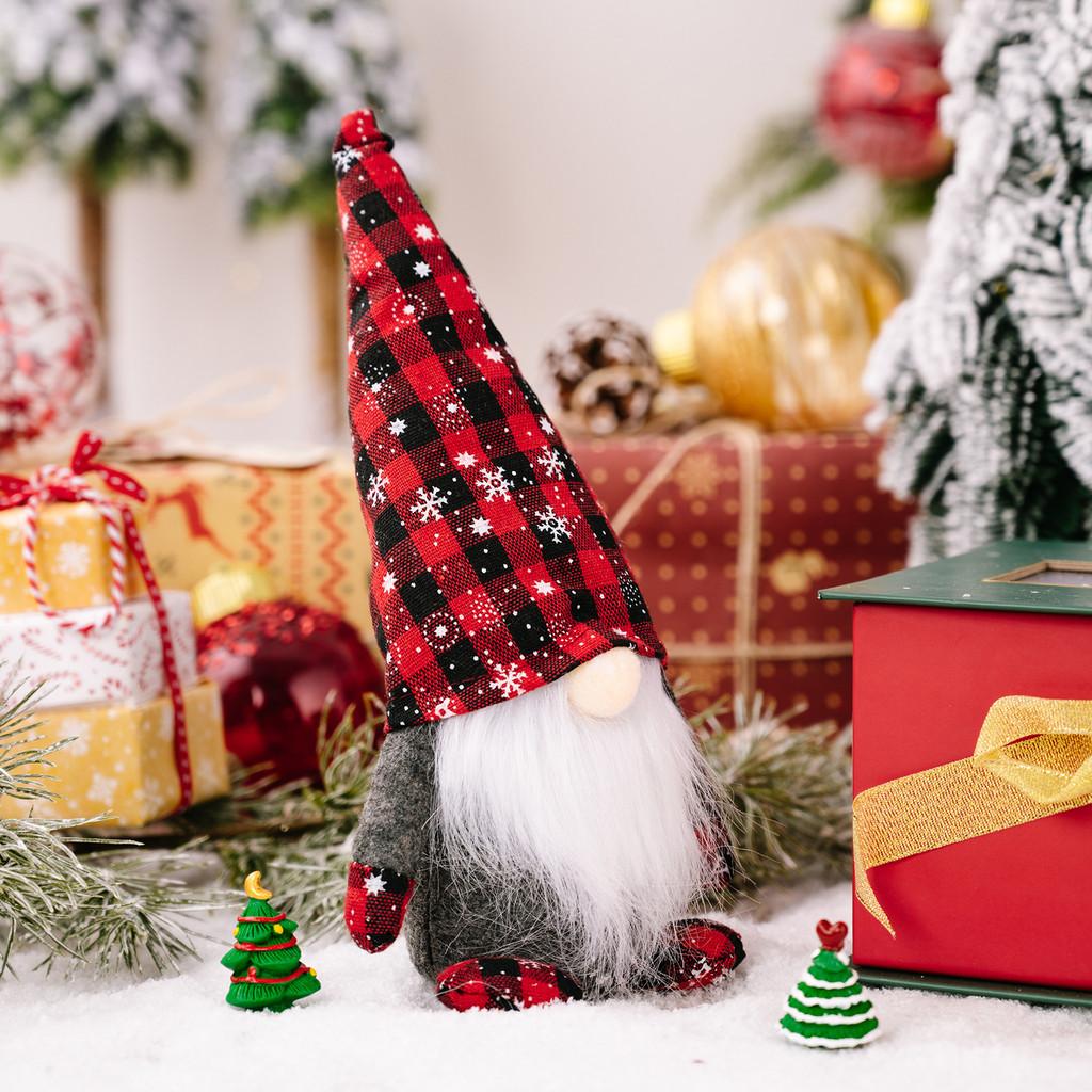 Gnome Whimsical Snowflake Doll In Red Black Checkered Hat Ideal For Cozy Celebrations Christmas