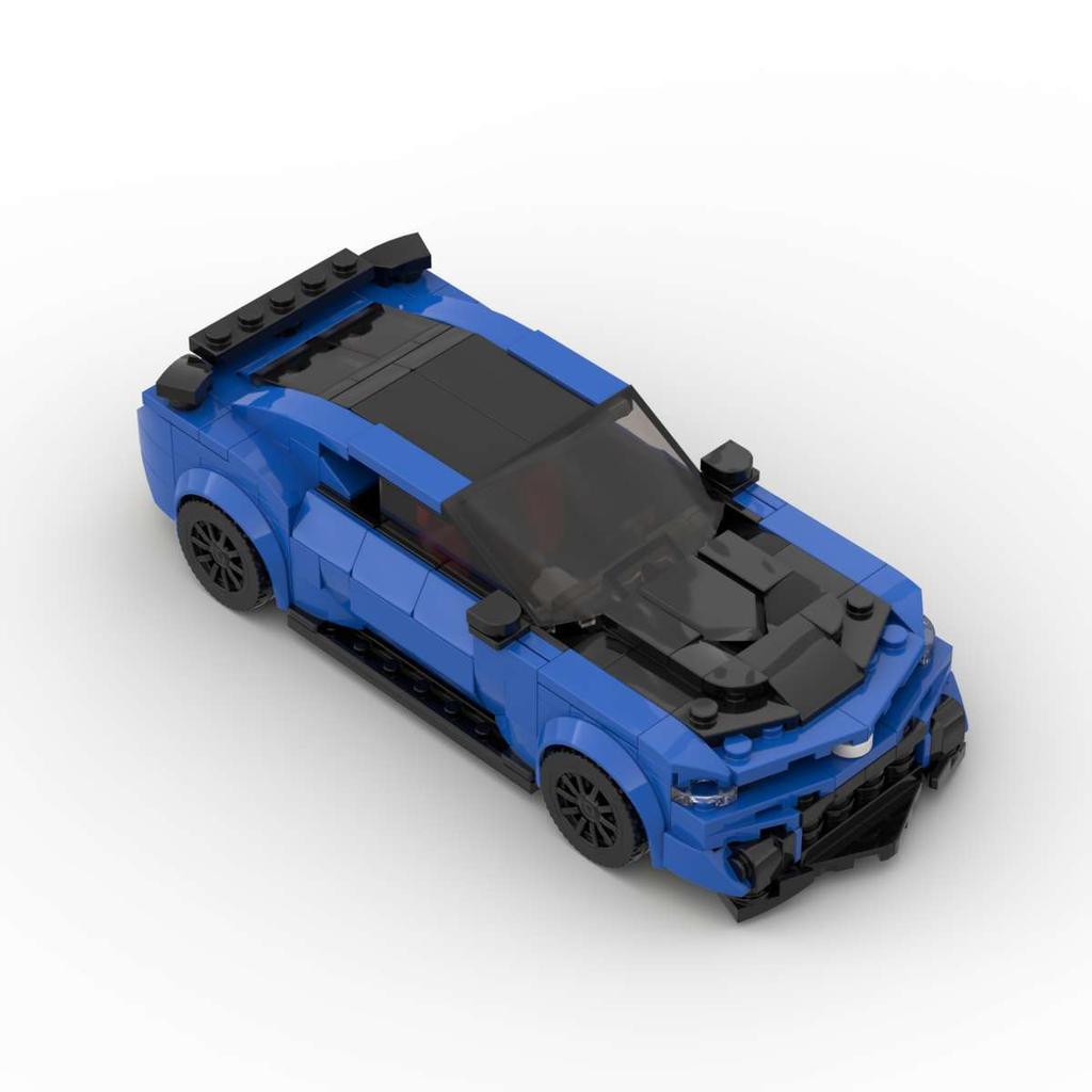 Domestic Car MOC-185973 Is Compatible With The Lego Snow Suit Blue Piece Micro Machines ZL1 1LE Muscle Car Assembly Model.