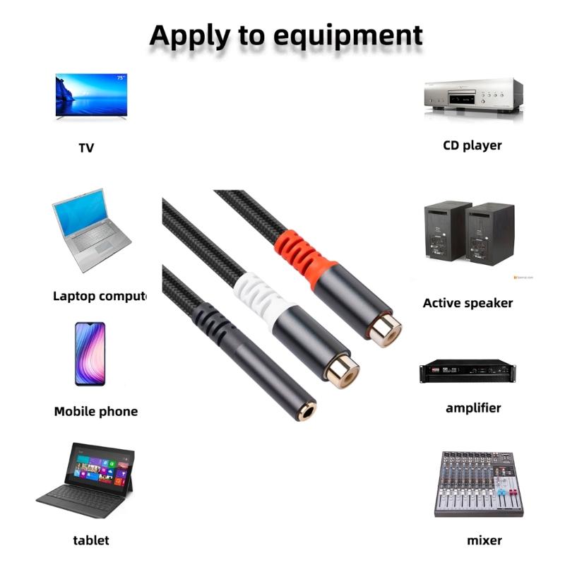 Phono To 3.5mm AUX Cable, 3.5mm 1/8 To Phono 2-Female Headphone Adapter Y Splitter Stereo Music Cord for Tablets