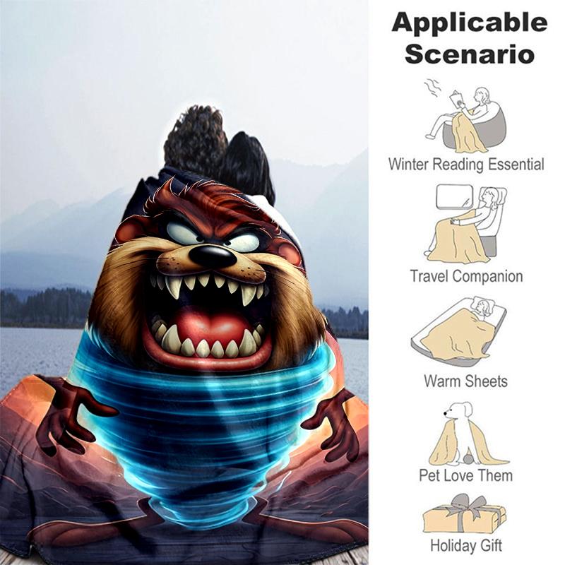 1pc Blanket Taz Mania Print Design, Lightweight Blanket for Sofa, Bed- Soft &Warm, Gift for All Seasons like Christmas, Halloween