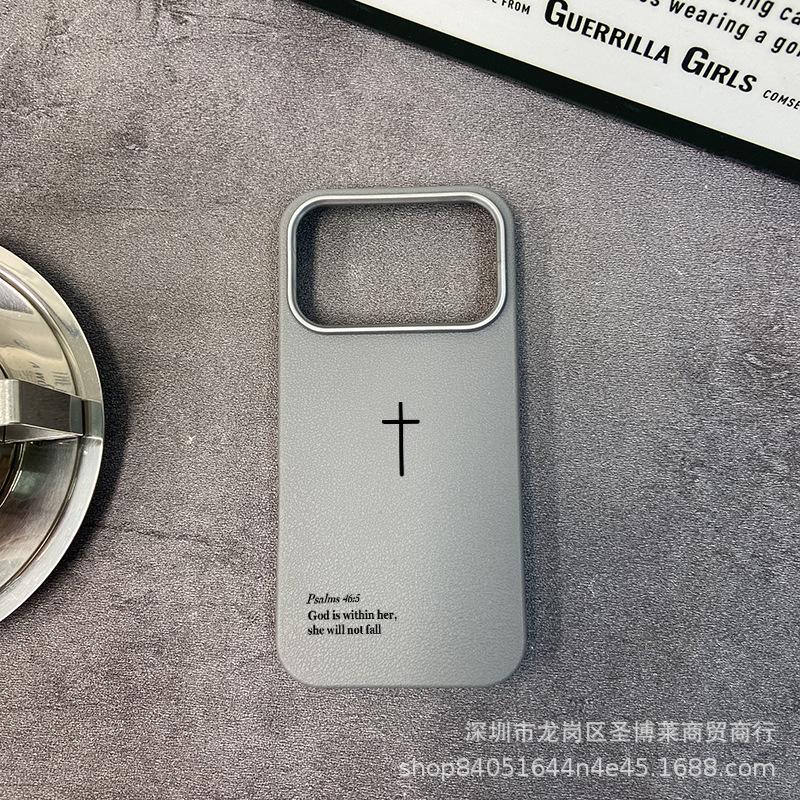 Black English applicable iPhone17promax mobile phone case Apple 16 all-inclusive 15 anti-drop 13 leather pattern protective case