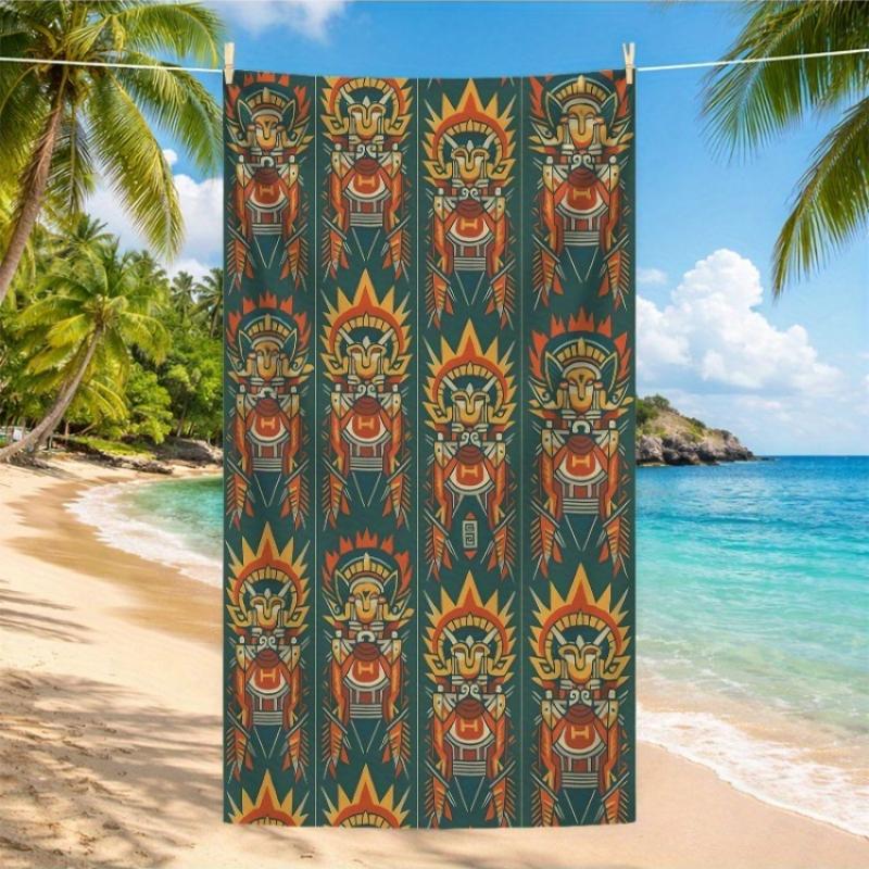 

1pc Aztec Totem Pattern Beach Towel, High Absorbent, Quick Dry, Soft Lightweight, Perfect for Gym,Fishing, Microfiber Bath Towel W30*H60(CM)