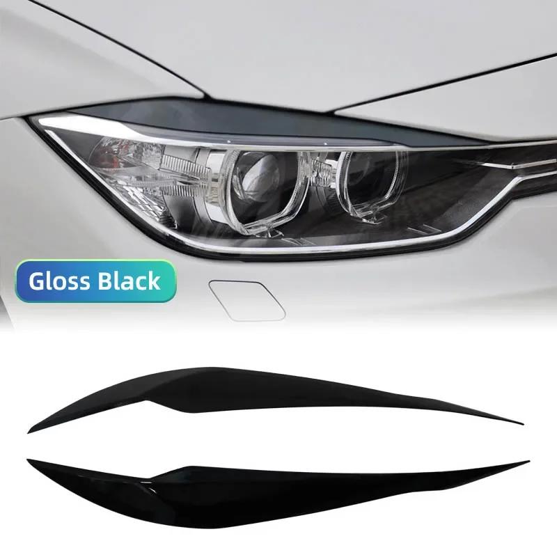 Pcs Car Headlight Lamp Eyebrows Cover Trim Stickers For BMW 3 Series F30 F35 2013-2018 Gloss Black Car Eyelids Lids ABS Carbon
