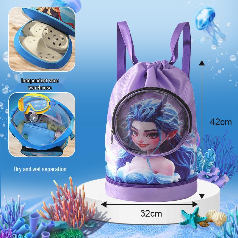 Kinder Wasserdichter Schwimmrucksack: Jungen-Kulturbeutel und Mädchen-Strandtasche mit Trocken-/Nass-Trennung