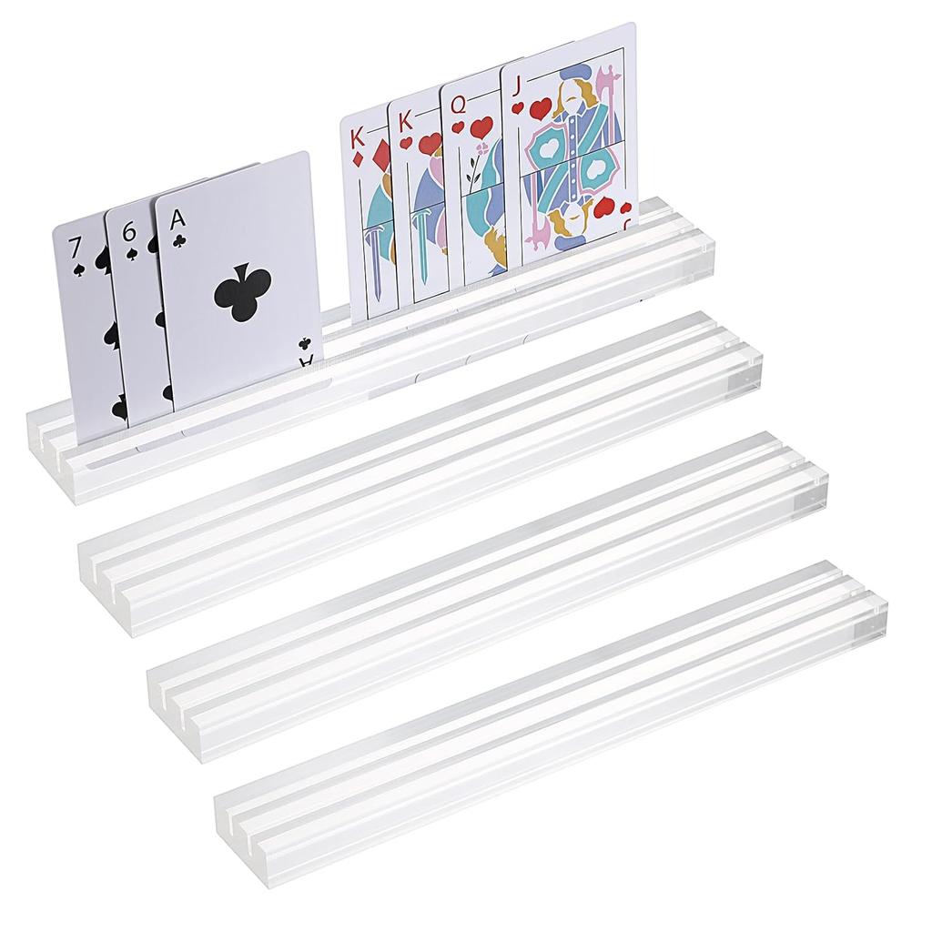Card Game StandBoard GameClear Trump StandAcrylic HolderDouble SlotHanafuda Stand2-Channel GrooveTransparentSet 4