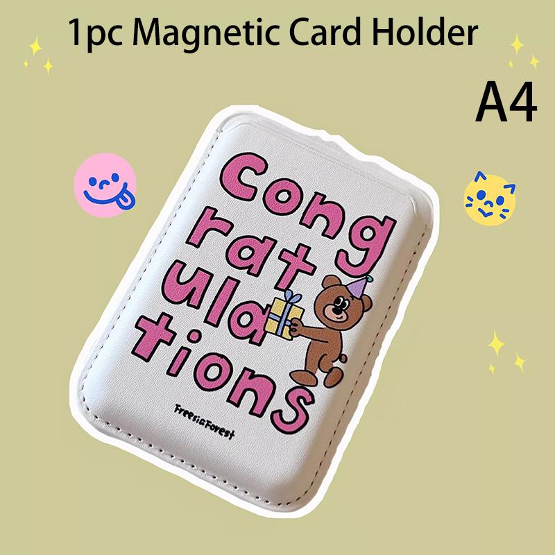 Cute Bear For Magsafe Magnetic Card Holder Phone Case Magnetic Wallet Card Holder Phone Accessories A4