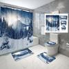 Schneeberg Duschvorhang-Set Schöne Naturlandschaft Duschvorhang Rutschfeste Badematte Toilettendeckelbezug Für Badezimmerdekoration