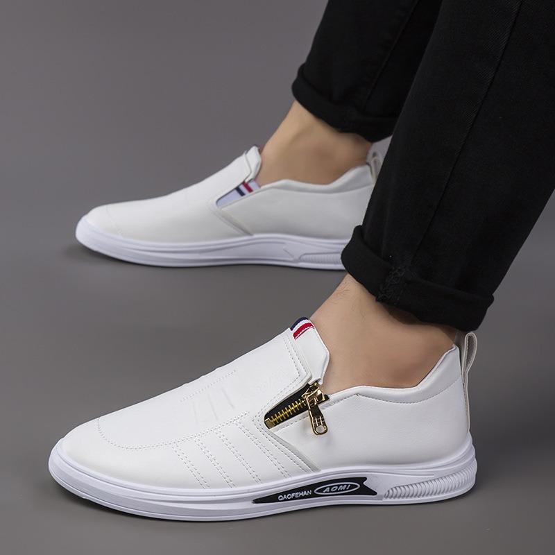 Frühling neue Lederschuhe Herren Business Casual Lederschuhe vielseitige Reißverschluss Freizeitschuhe