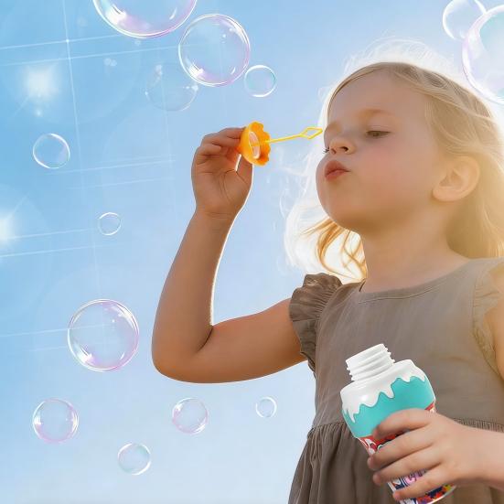 Bubble Bottle Toys Mini Ice Cream Shape Portable Bubble Bottle Non-Spill Inverted Design Machine Blower Maker for Kids Outdoor Play Picnic Fun Party