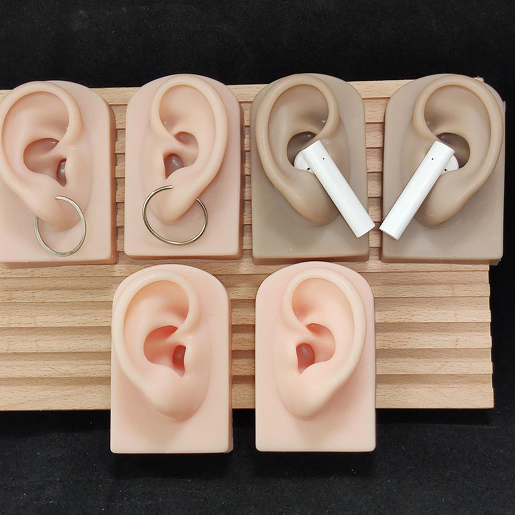 Silicone Ear Model for Piercing Practice and Jewelry Display Realistic Left and Right Human Ear Simulation Ears Replicas