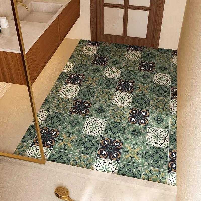 Bathroom Floor Mat Absorbent Quick-drying Carpet American Retro Style Diatom Mud Non-slip Foot Mats Large Size Toilet Door Rug