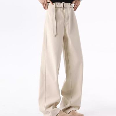 American Pants for Boys In Autumn Winter Solid Straight Loose Scimitar Wide-leg Trendy Brand Casual