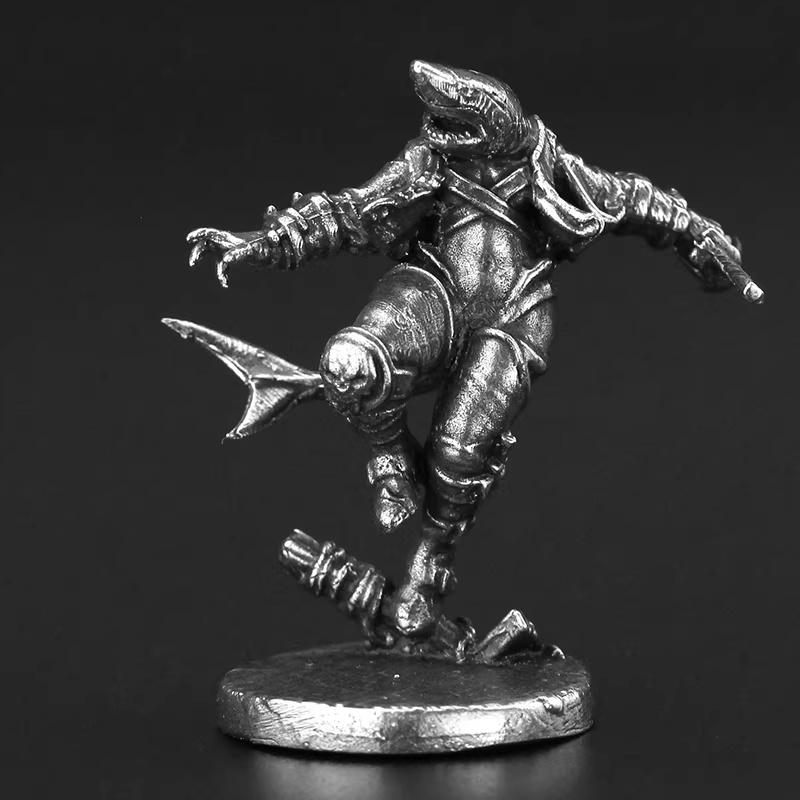 Solid Metal Blood Ocean Shark Warrior Miniature Wargame Figure Unpainted Collectible Gift For Men Car Interior Decoration