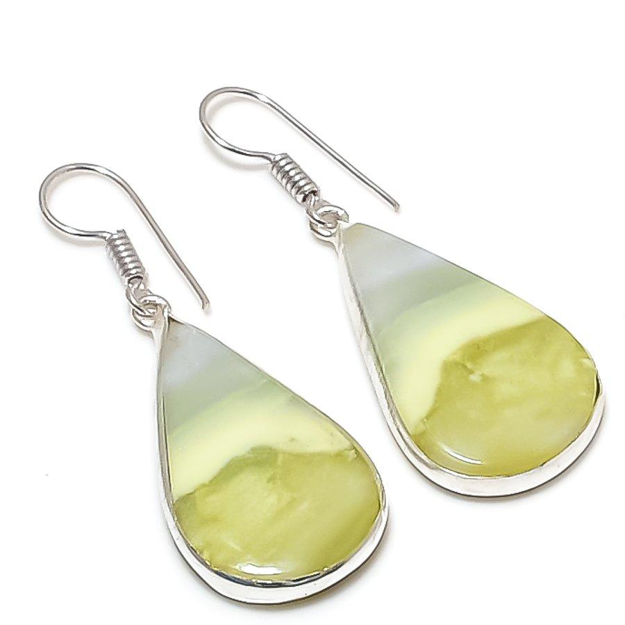 

Natural Swiss Green Opal Gemstone 925 Sterling Silver Jewelry Earring 1.77 p5w13