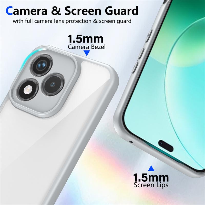 Honor 400 Lite ABR NX1 Hülle Galvanisiert Silikon Bumper Stoßfest Transparente Rückseite Hart Matt Handyhülle für Honor 400 Lite ABR-NX1