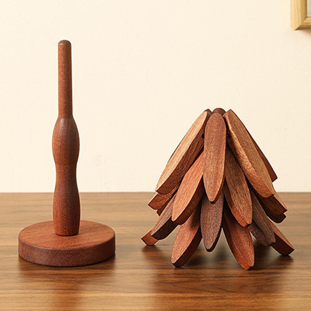 Christmas Tree Coaster Set Foldable Wood Trivet for Hot Pots/Pans/Bowls Xmas Table Decor for Kitchen Dining Room Restaurant Gift