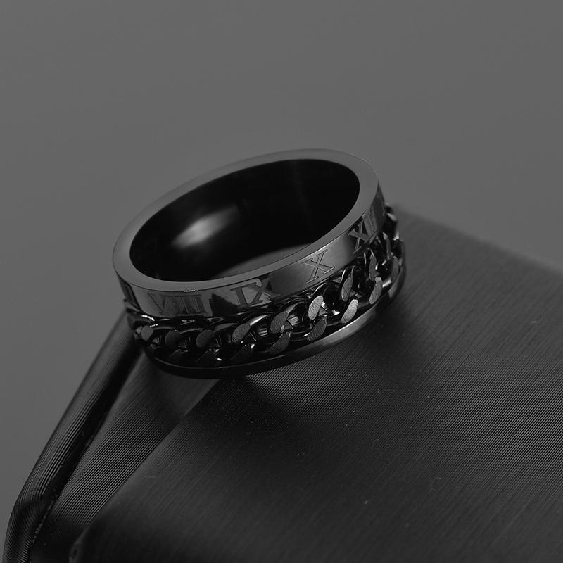 Rotera Roterande Ångest Fidget ringar Titan Rostfritt stål Kedja Spinner Finger Ring För män Blå Guld Färg Svart Punk Rock