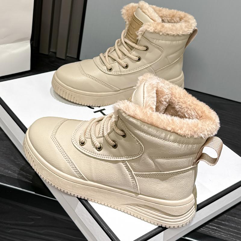 New Fashion Women's Winter Snow Boots With Plush Keep Warm Outdoor Hightop Walking Cotton Shoes Non-slip Waterproof Windproof