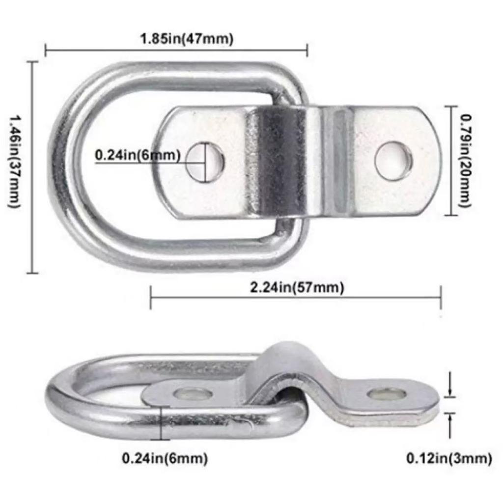 2/4Pcs D-Ring Fixing Rings Trailer Suitable for Van Truck Horse Box Boat Rope Car Fastener Clips, Hardware Accessories