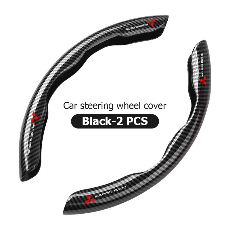 xkhr10 For Mitsubishi 2PCS New Carbon fiber Car Steering Wheel Cover Non-slip Protector Sleeves Outlander Lancer Eclipse Mirage Xpander