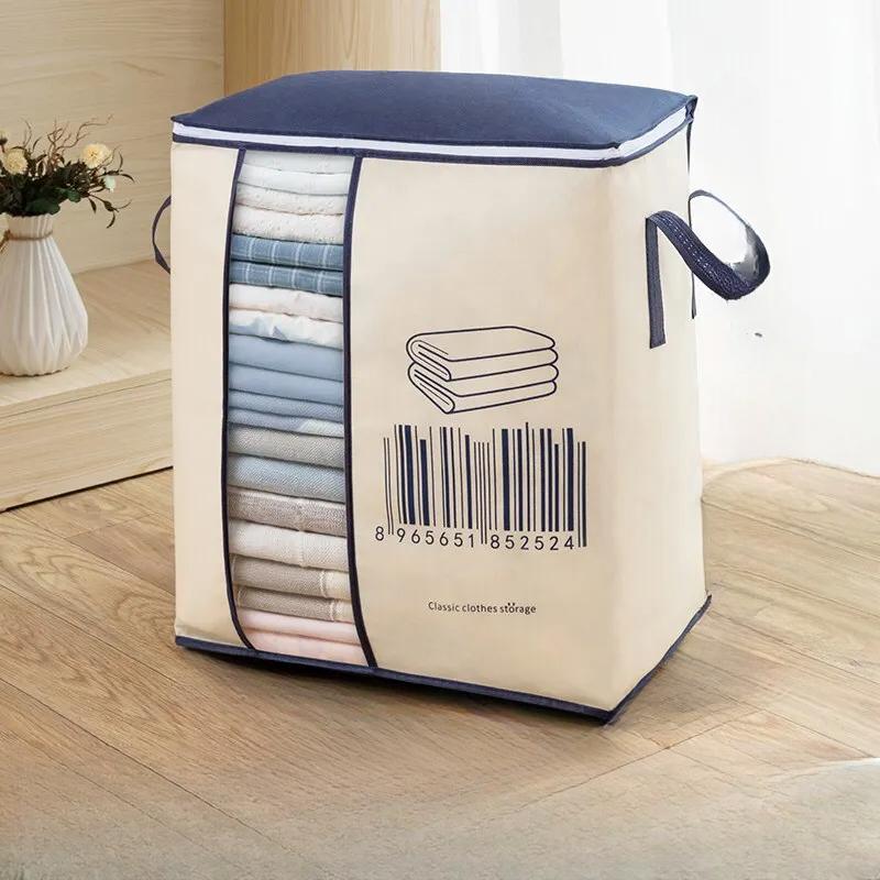 1Pc Futon Storage Bag Non-Woven Fabrics Transparent Visual Window for Quilt Storage Household Items Storage Bag