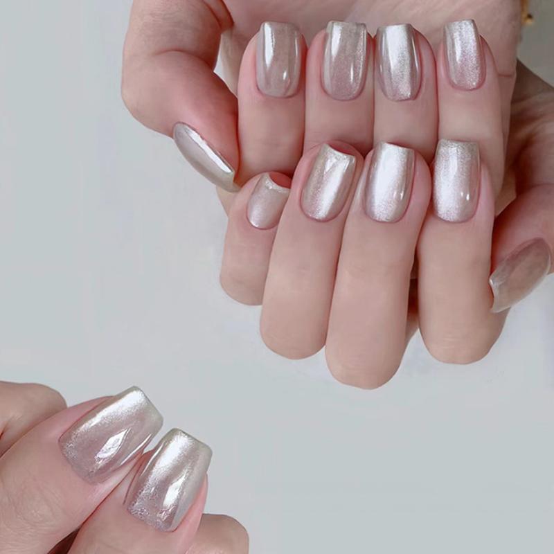 30Pcs/lot Short Press On Nails Aurora Cat Eyes Pure Ballerina Decoration Wearable False Nails Full Cover Nail Tips Art