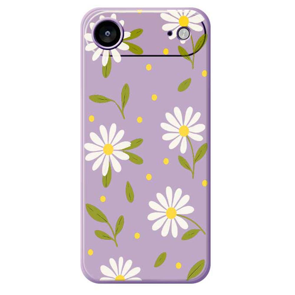 For iPhone 17 Air Case White Flowers Green Leaves Pattern Printing Straight Edge TPU Phone Back Cover
