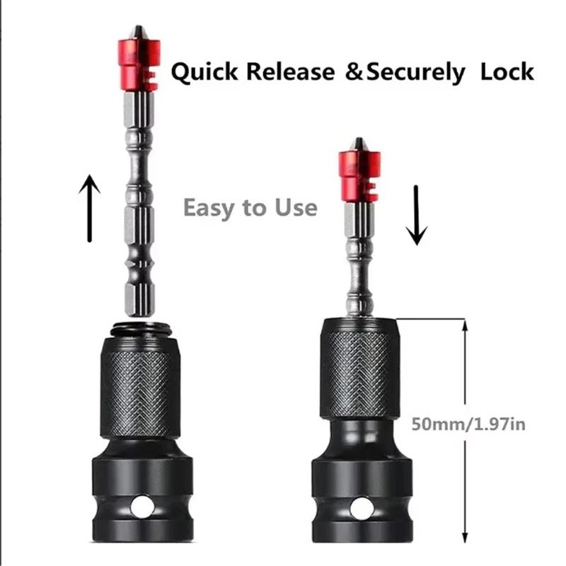 5pcs Drill Socket Adapter 1/2 inches  Square drives to 1/4 inches  Hex Shanks for Impact Wrenches & Screwdriver Bit Conversion