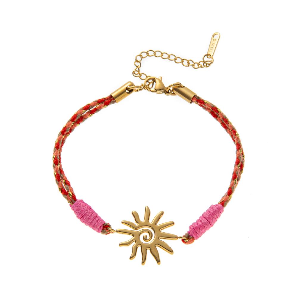 Stainless Steel New Fresh Love Sun Colored Rope Dopamine Bracelet Women's Gold Plated Color Preserving