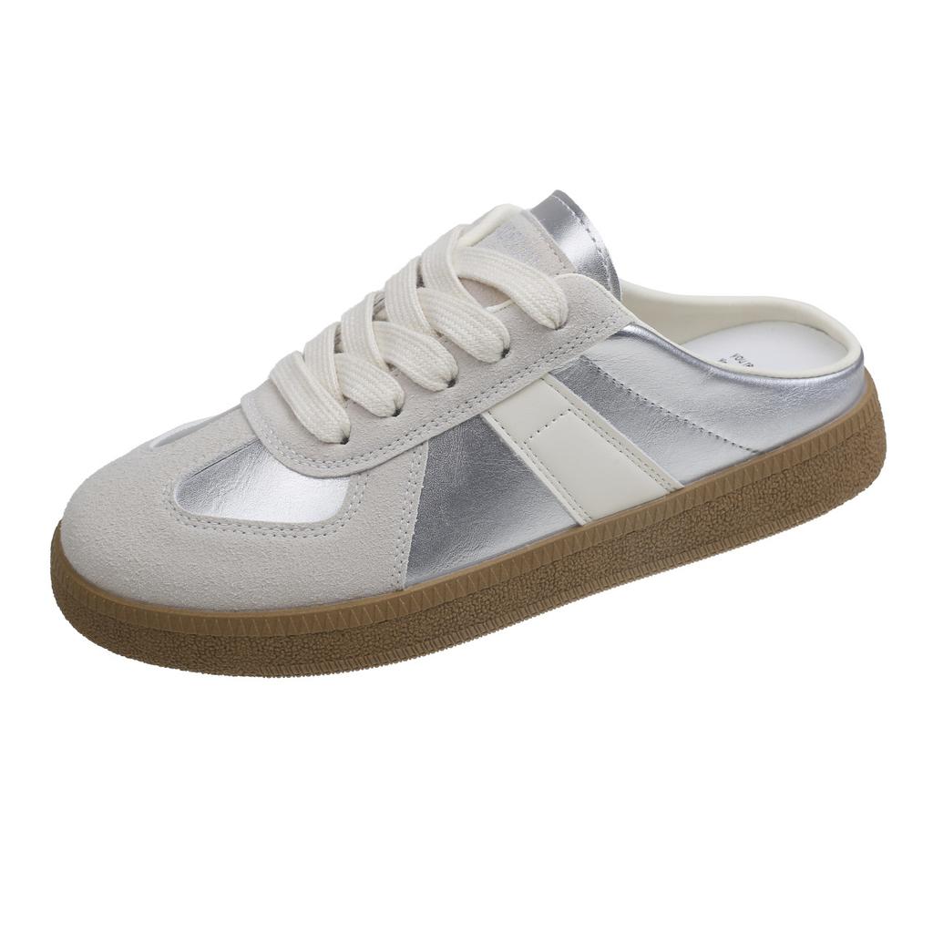 Retro bag head without heel, German training shoes for women in the spring and summer of 2025, wearing a lazy half-slipper for women
