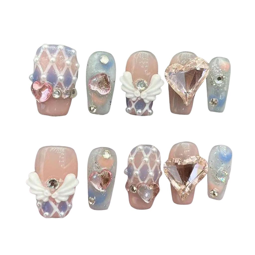 Angel Wings Glitter False Nail Tips 10PCS Per Bag Resin Material For Party Use