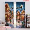 2pcs,2D Plane Printing Curtains Digital Printed Joyful Elves Playing In a Festive Light Versatile 100% Polyester (without Rod)