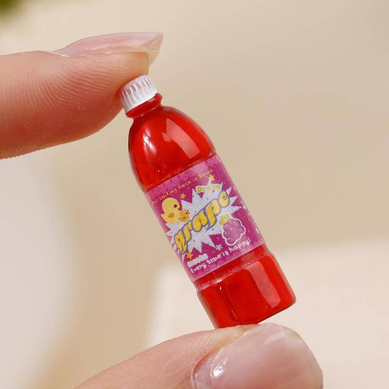 5Pcs Dollhouse Miniature Food Play Cartoon Soda Fruit Juice Drink Model Prop Set