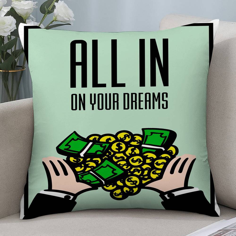 Cartoon M-Monopoly Dollar Money Pillow Case Short Plush Double-sided Print Square Throw Pillow Covers Sofa Home Cushion Decor