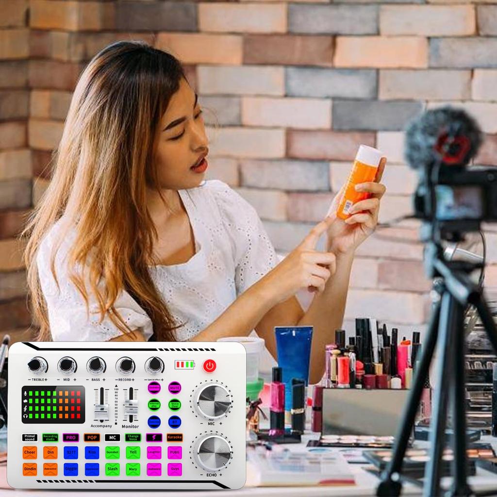 BONKYO F998 Voice Audio Karaoke PA Audio Sound Compatible with Musical and Microphone USB Streaming for Live and Includes Japanese Instruction White