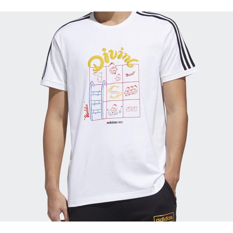 adidas Neo T Shirts Men's White Crew Neck Moderate Straight Fit GK1542