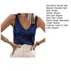 Women Tops Deep V-Neck Sparkling Sequins Design Sleeveless Vest Loose Fit Party Camisole Nightclub Wear