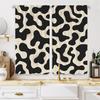 Set Of 2 Modern Window Curtain Panels Black White Cow Print Semi Curtains Lightweight Polyester Drapes Livin Light Filtering