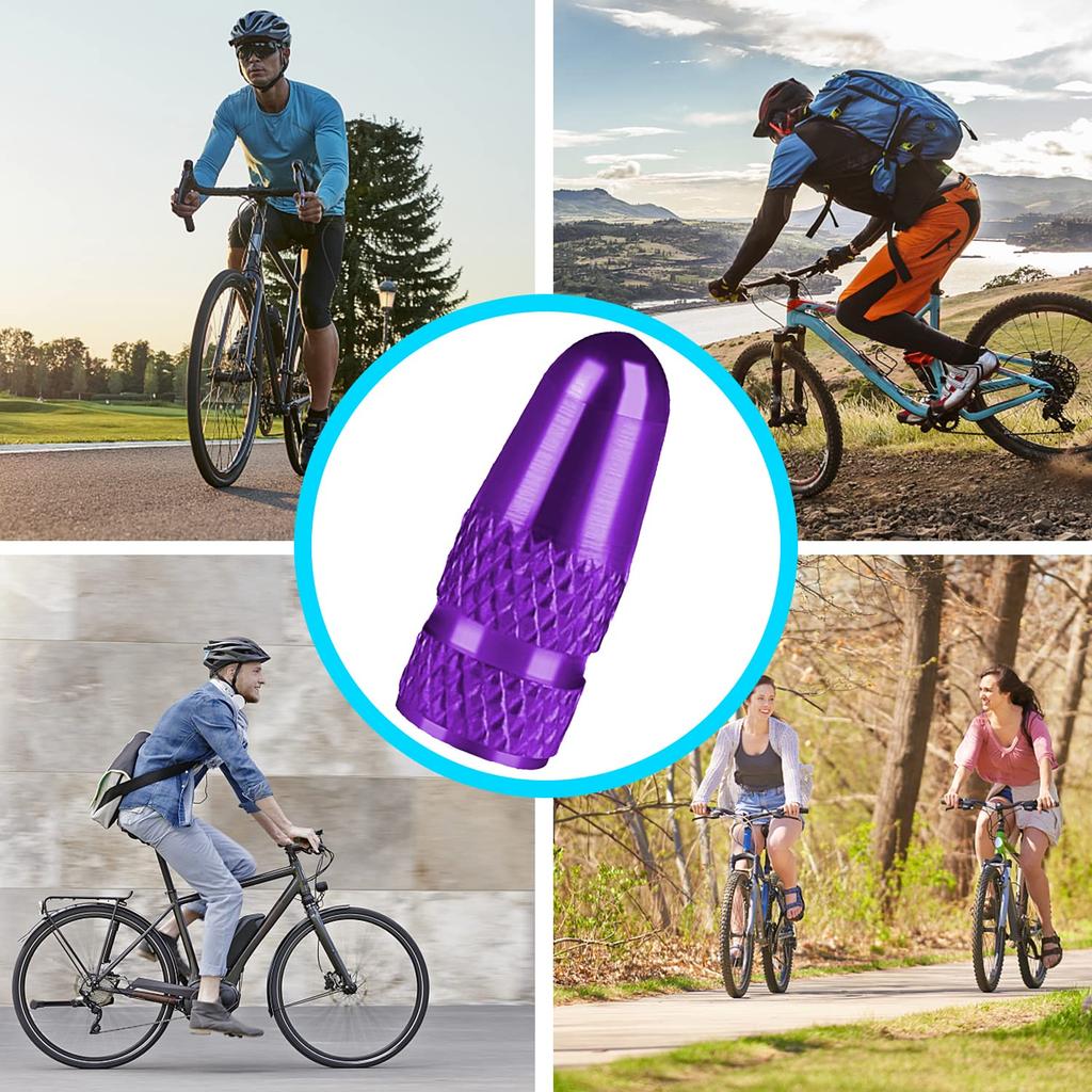 BOROLA Presta Valve Caps 4 Pack Anodized Aluminum Alloy Bicycle Bicycle Tire Cap Dust Cover (Purple)