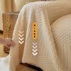 1pc Bohemian Jacquard Warm Tuffed Fleece Sofa Towel, Boho Style Soft Leiusre Thick Blanket for Living Room Couch Sofa Cover