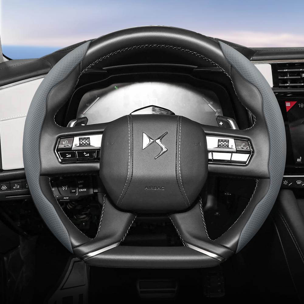 bpzsw1 Suitable for Ds Breathable Hole Leather Steering Wheel Cover Segmented Quick Release Design Non-Slip Durable 3 4 5 6 7 9 Crossback E-Tense