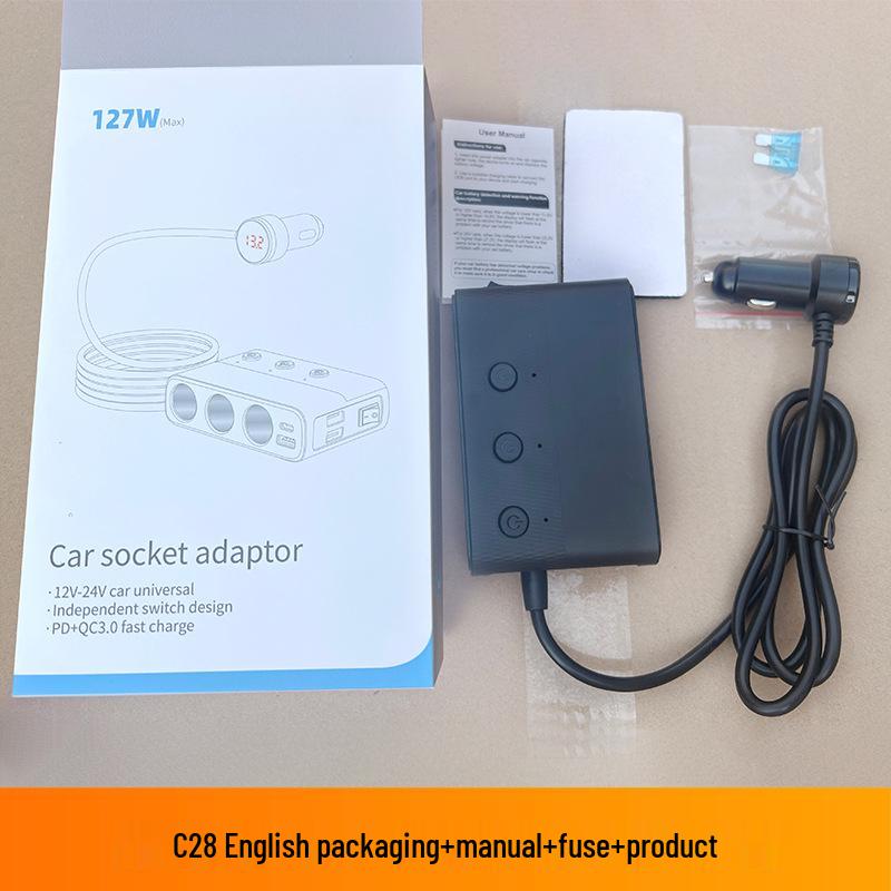 Multi-Function 128W Car Charger with 3-Port USB3.0 & PD Interface