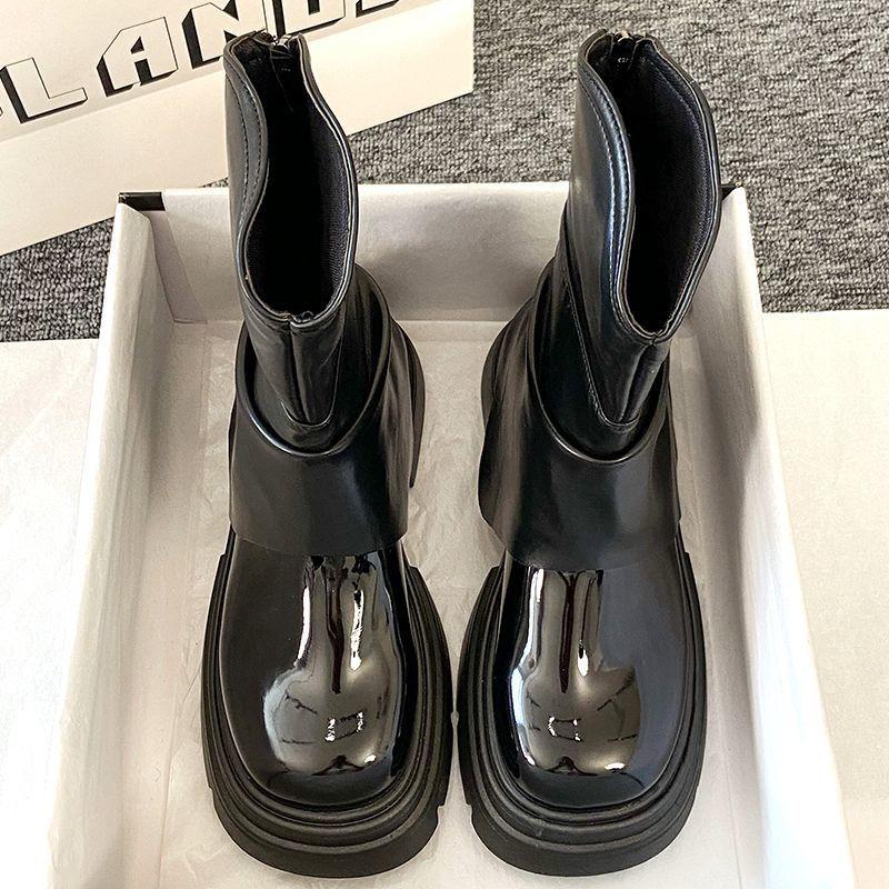 

Новые осенние белые ботинки Мартин женские маленькие на толстой подошве с увеличением роста ретро ботильоны ботильоны 40 чёрный