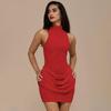 2025 Spring & Autumn Women's Sleeveless Bodycon Dress with High Collar
