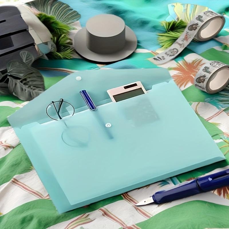 10 Pieces File Bag Plastic 16C A4 Paper Storage Folder PP Transparent Portfolio Policy Briefcase with Label Waterproof File Bag