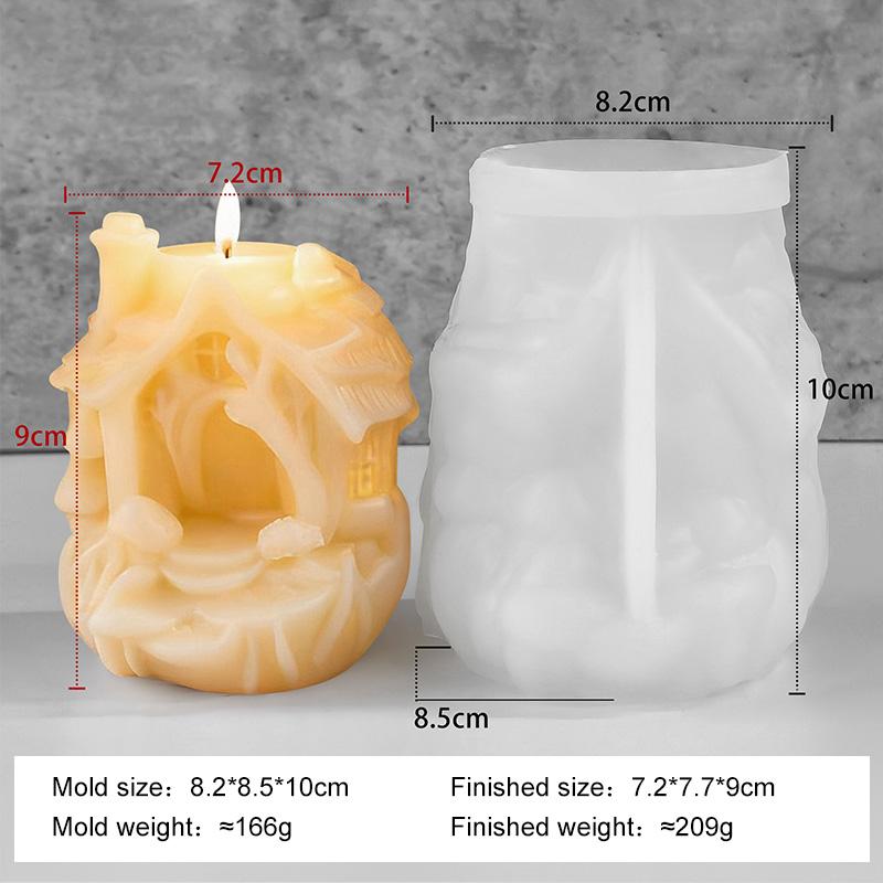Forma Silikonowa na Świecę Reliefowa Kolumna Dom Forma DIY Pnącza Dom na Drzewie Ornament Gipsowy do Aromaterapii Forma Materiały do Wyrobu Świec z Wosku Sojowego