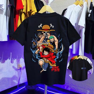 Amerykański Retro Wysokiej jakości Animacja ONE PIECE Drużyna Luffy Lato Nowość Retro Moda Męska i Damska Streetwear