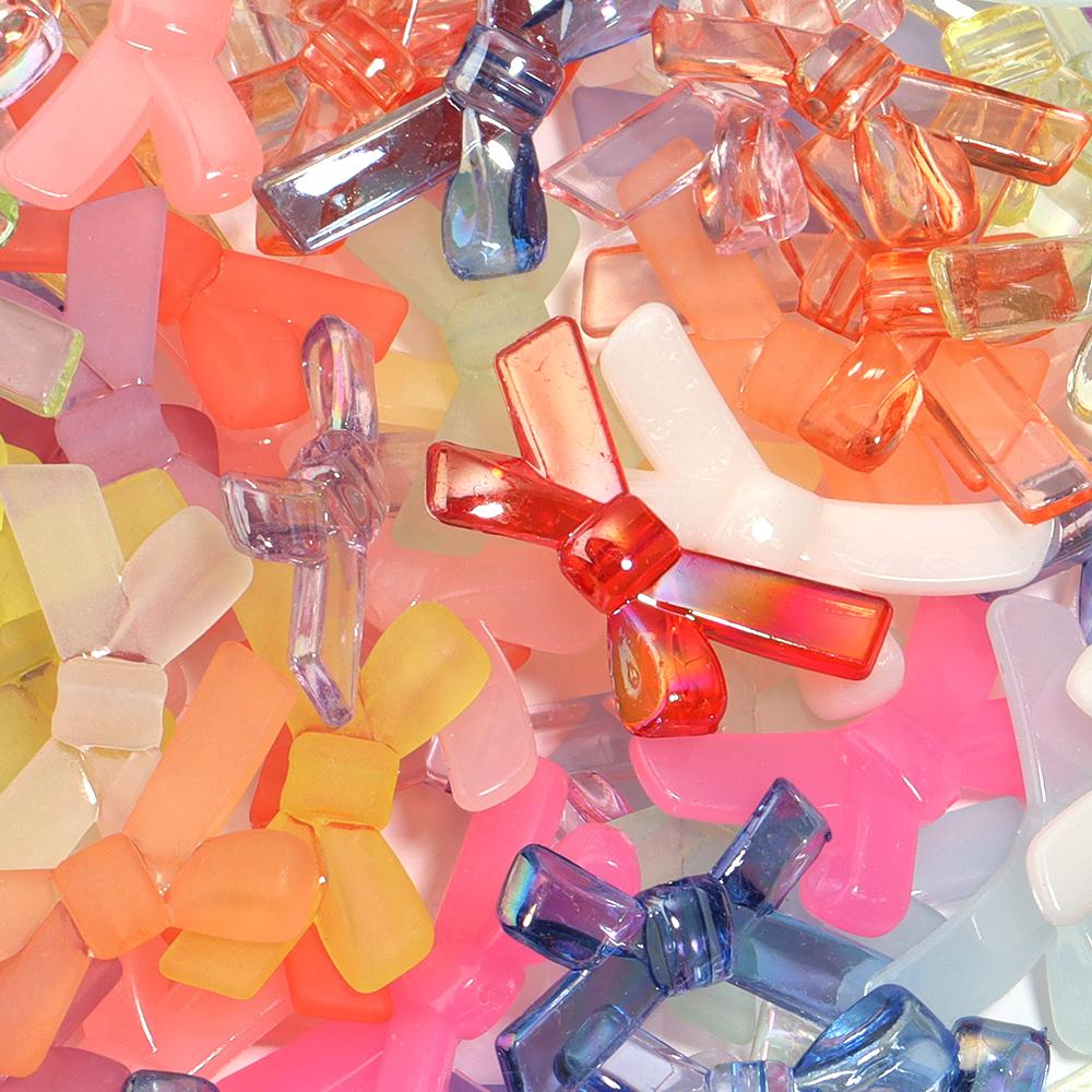 20pcs/lot Bow Acrylic Beads Mix Color Loose Charm Bead for Jewelry Making Accessories DIY Earrings Keychain Beaded Material