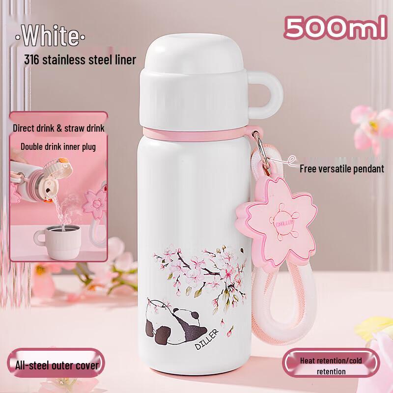 Diller Sakura Panda 500ml Dual-Drink Insulated Bottle