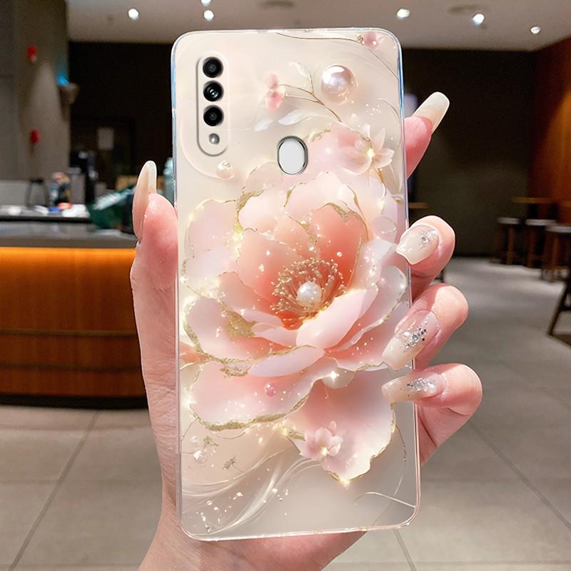 Case For OPPO A31 2020 / OPPO A8 2019 Coque Capa Flower Butterfly Phone Cases CPH2015 Soft Silicone Transparent TPU Jelly Cover